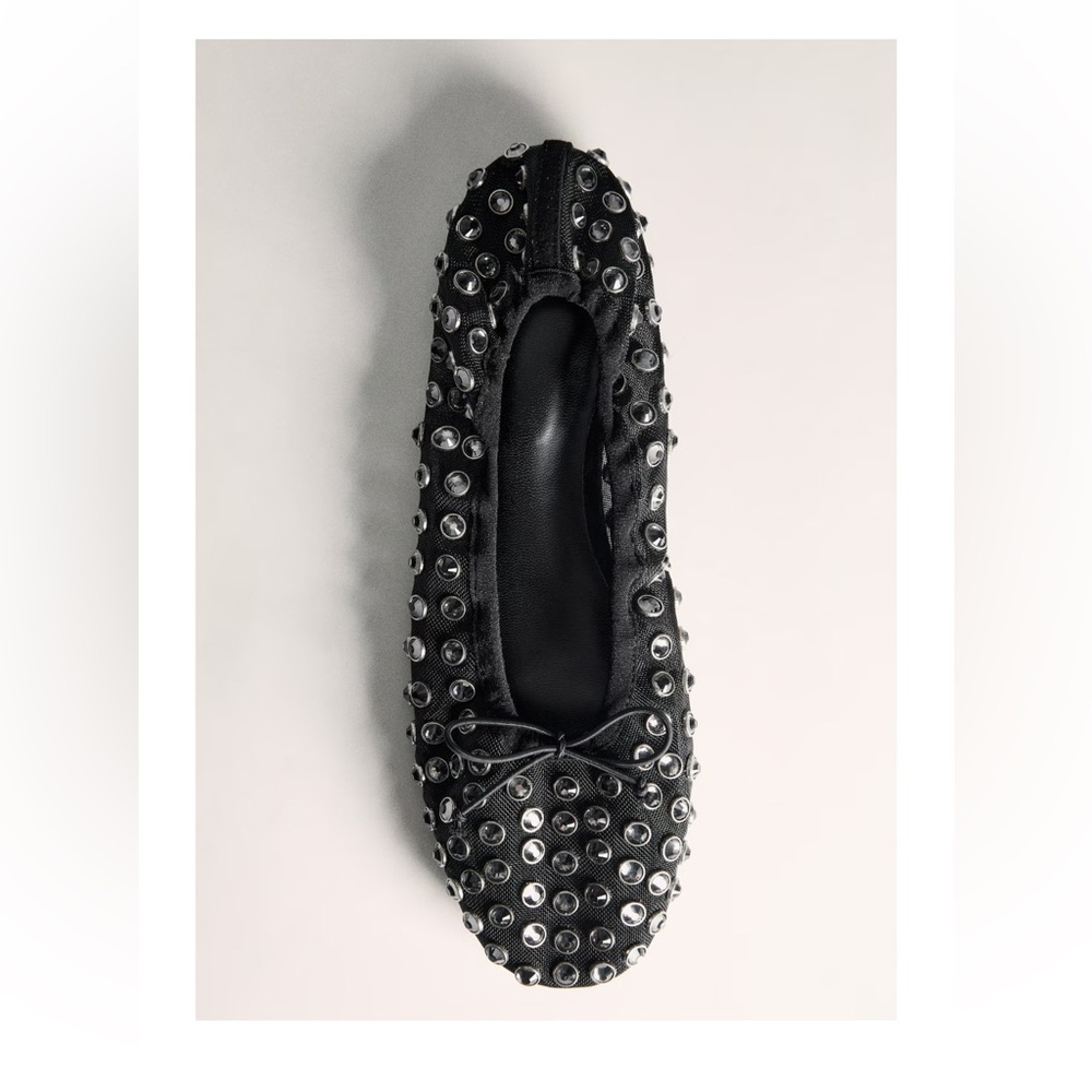 MANGO studded mesh ballerina shoe